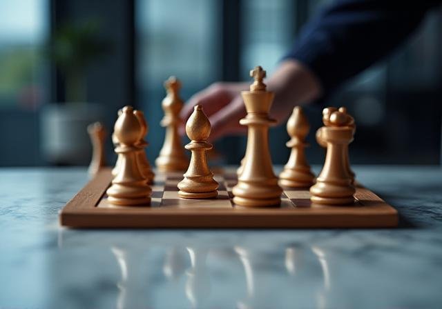 Close-up of a chess game symbolizing strategic leadership